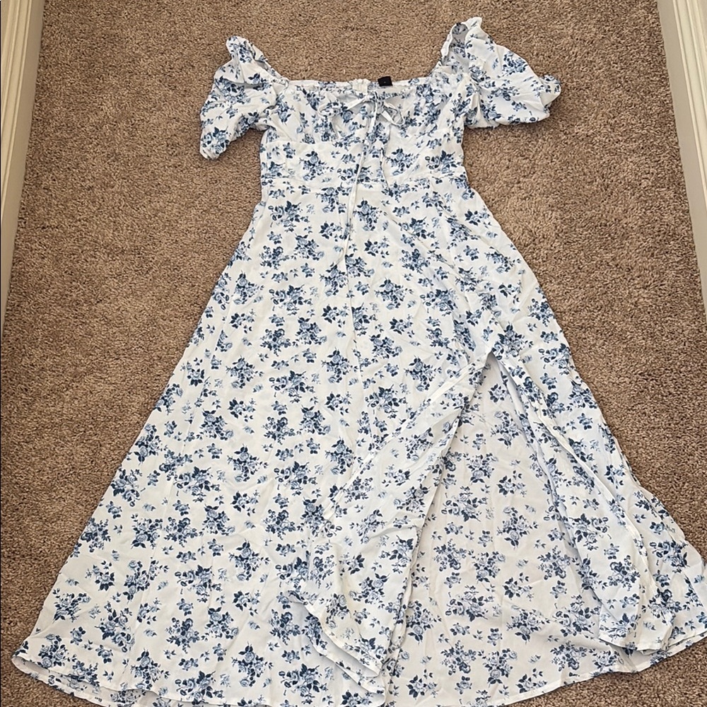 Floral Blue and White Women's Dress